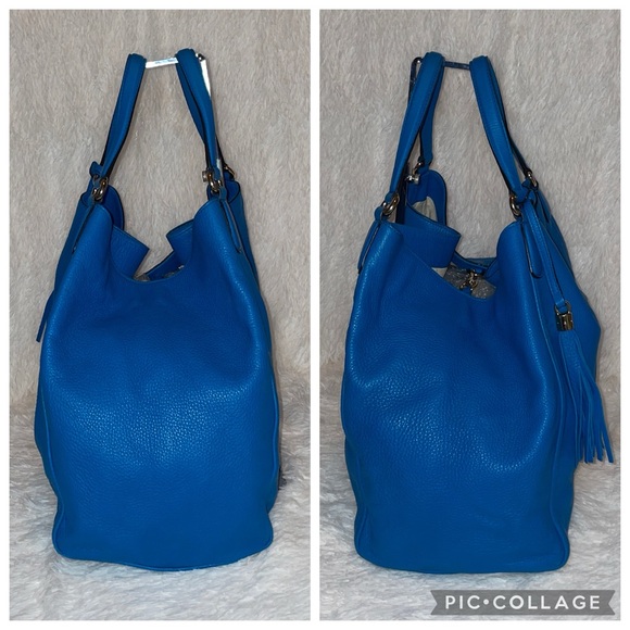Gucci Soho Interlocking G Leather Tassle Large Shoulder Tote Bag in Vibrant Blue - Picture 6 of 17